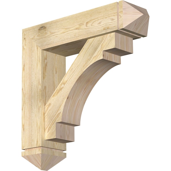 Ekena Millwork Merced Arts and Crafts Rough Sawn Bracket w/ Offset Brace, Douglas Fir, 8"W x 32"D x 32"H BKT0806X32X32MRC03RDF - main
